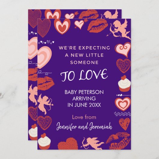 Valentijnsdag zwangerschapsaankondiging engel paar aankondiging (Voorkant / Achterkant)