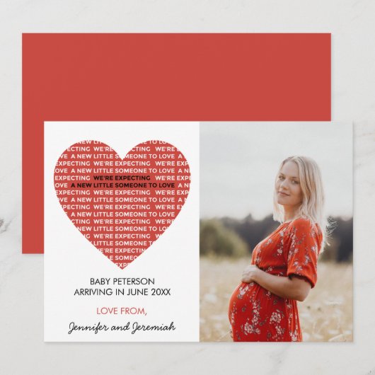 Valentijnsdag zwangerschapsaankondiging grote hart aankondiging (Voorkant / Achterkant)