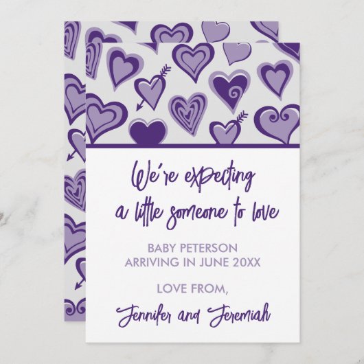 Valentijnsdag zwangerschapsaankondiging hart zoet aankondiging (Voorkant / Achterkant)