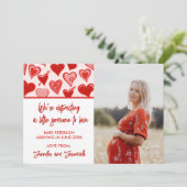 Valentijnsdag zwangerschapsaankondiging harten roo aankondiging (Staand voorkant)
