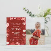 Valentijnsdag zwangerschapsaankondiging harten roo aankondiging (Staand voorkant)