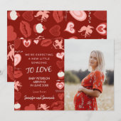 Valentijnsdag zwangerschapsaankondiging harten roo aankondiging (Voorkant / Achterkant)