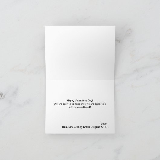 Valentijnsdag zwangerschapsaankondiging Kaart (Binnen)