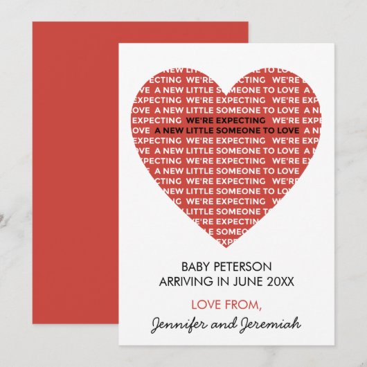 Valentijnsdag zwangerschapsaankondiging kaarten ne (Voorkant / Achterkant)
