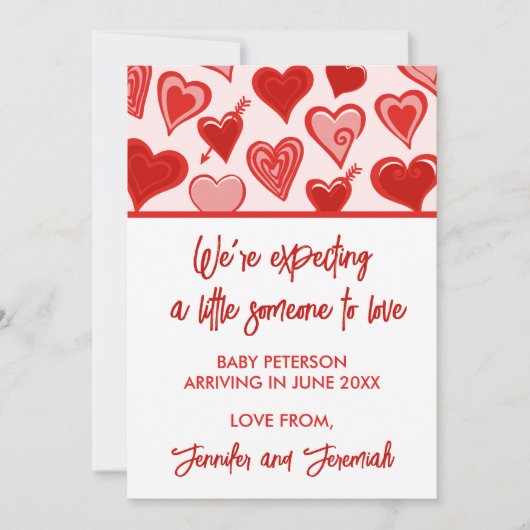Valentijnsdag zwangerschapsaankondiging rode zoete aankondiging (Voorkant)