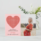 Valentijnsdag zwangerschapsaankondiging rood roze aankondiging (Staand voorkant)