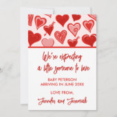 Valentijnsdag zwangerschapsaankondiging rood zoet aankondiging (Voorkant)