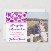 Valentijnsdag zwangerschapsaankondiging roze paars aankondiging (Voorkant)