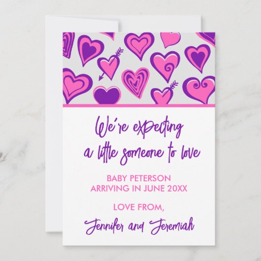 Valentijnsdag zwangerschapsaankondiging roze zoet aankondiging (Voorkant)