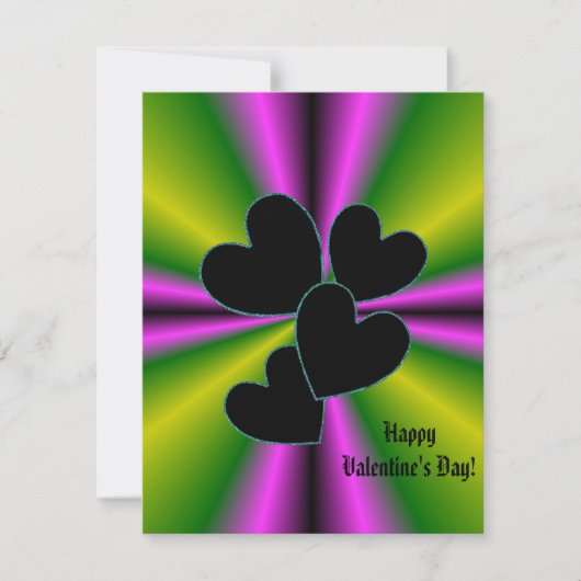 Valentijnsdag - Zwart hart op regenboog Feestdagenkaart (Voorkant)