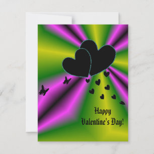 Valentijnsdag - Zwart hart op regenboog Feestdagenkaart