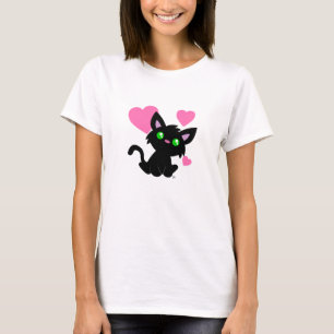 Valentijnsdag Zwart Kat Witte Shirten T-shirt