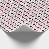Valentijnsdag Zwart Rood Hart Chevron Stripe Cadeaupapier (Hoek)