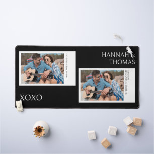 Valentijnsdag zwart twee foto collage bureau mat