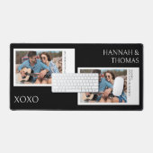 Valentijnsdag zwart twee foto collage bureau mat (Keyboard & Muis)
