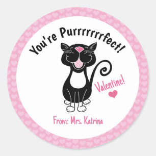 Valentijnsdag zwarte kat Je bent een stekelstaartj Ronde Sticker