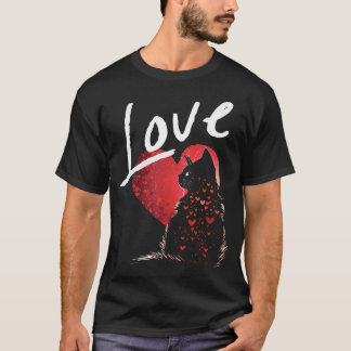 Valentijnsdag Zwarte Kat Liefde Kat Mam T-shirt