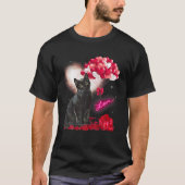 Valentijnsdag Zwarte Kat Lover Heart Ballon Paw C T-shirt (Voorkant)