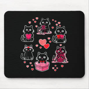 Valentijnsdag Zwarte Katten Hart Garnealkat Meisje Muismat