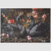 Valentijnsdag Zwarte Zwaan Rode Bloemen Decoupage Tissuepapier (Voorkant)