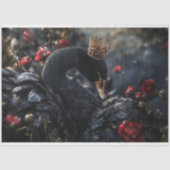 Valentijnsdag Zwarte Zwaan Rode Bloemen Decoupage Tissuepapier (Voorkant)