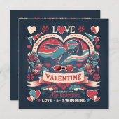 Valentijnsdag Zwemmen Liefde Cadeau Feestdagenkaart (Voorkant / Achterkant)