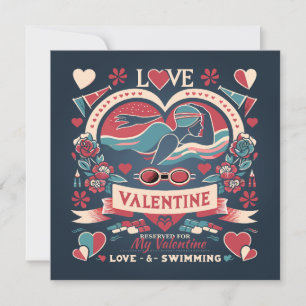 Valentijnsdag Zwemmen Liefdescadeau Feestdagenkaart