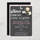 Valentijnsdagfeest Late Night Uil Thema Kaart (Voorkant / Achterkant)