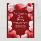 Valentijnsdagfeest Roze & Rode Liefdesharten Flyer (Voorkant)