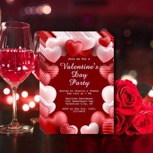 Valentijnsdagfeest Roze & Rode Liefdesharten Flyer