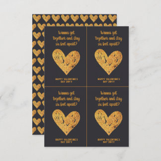 Valentijnsdaggrap Covid Glitter Goud en Zwart Kaart