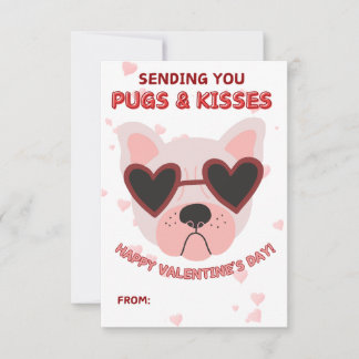 Valentijnsdagkaart met Pugs en Kusjes Notitiekaartje