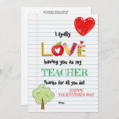 Valentijnsdagkaart voor leraar feestdagenkaart (Voorkant / Achterkant)