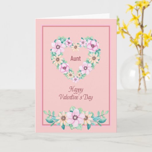 Valentijnsdagkaart voor tante met hart en bloemen kaart (Gele Bloem)