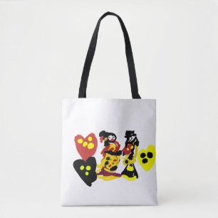 Valentijnsdans geel en rood pluizig tote bag