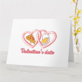 Valentijnsdatum Pizza Bier Kaart (Gele Bloem)