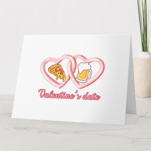 Valentijnsdatum Pizza Bier Kaart (Voorkant)