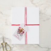 Valentijnsday teddyberen op een fiets cadeaulabel (Met Touw)