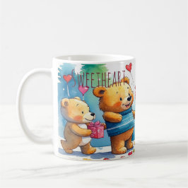 Valentijnsday Teddys delen hartvormige snoepjes Koffiemok