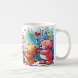 Valentijnsday Teddys delen hartvormige snoepjes Koffiemok