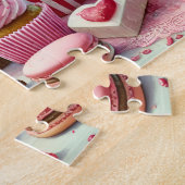 Valentijnsdessert Hartkoekjes & Cupcakes Tafel Legpuzzel (Zijkant)