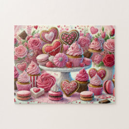 Valentijnsdessert Hartkoekjes & Cupcakes Tafel Legpuzzel