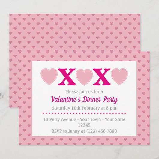 Valentijnsdinerfeest Kaart (Voorkant / Achterkant)