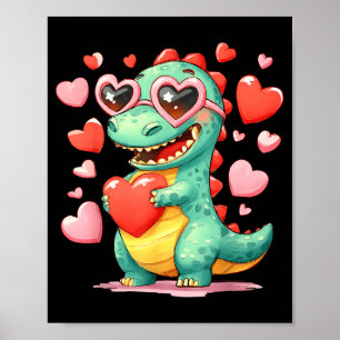 Valentijnsdinosaurus Trex houdt hart meisje Sunl B Poster