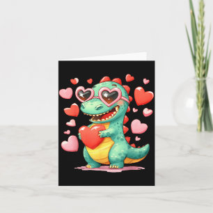 Valentijnsdinosaurus Trex houdt van hart meisje Su Kaart