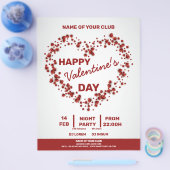 Valentijnse 3D Red Hearts Big Heart Party Flyer (Enkel)