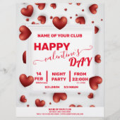 Valentijnse 3D Red Hearts Party Flyer (Voorkant)