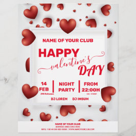 Valentijnse 3D Red Hearts Party Flyer