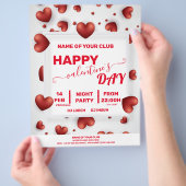 Valentijnse 3D Red Hearts Party Flyer (Hand)
