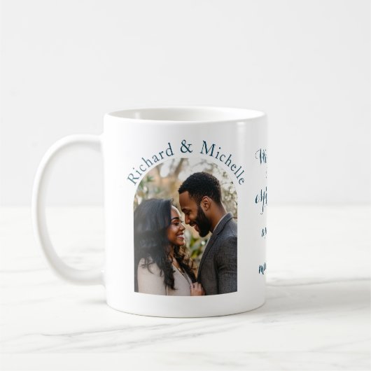 Valentijnse aangepaste fotonamen en liefdescitaat koffiemok (Links)